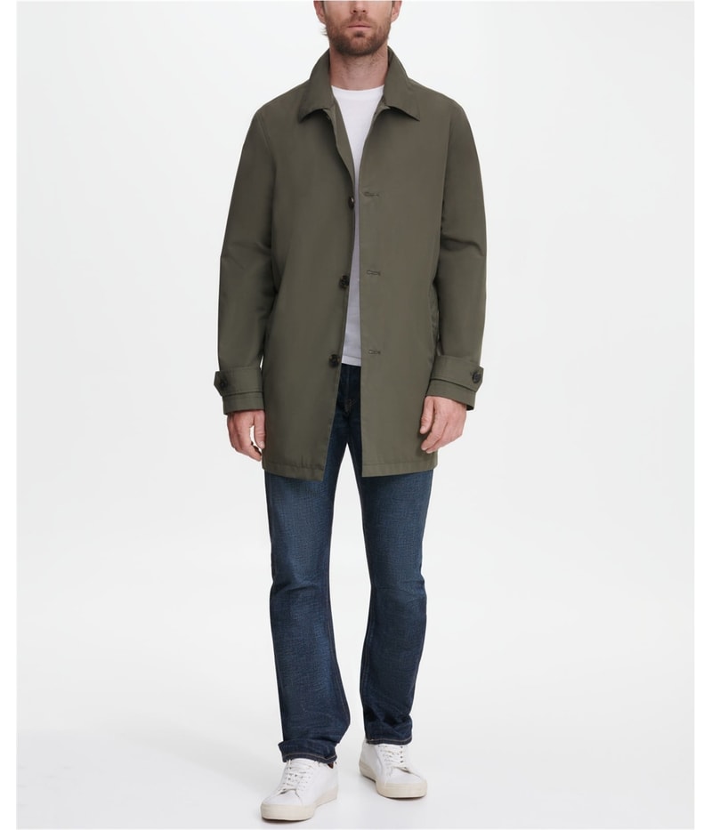 Cole Haan Mens Classic Button Front Raincoat