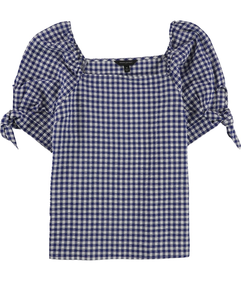 Banana Republic Womens Checkered Tie Sleeve Shell Blouse