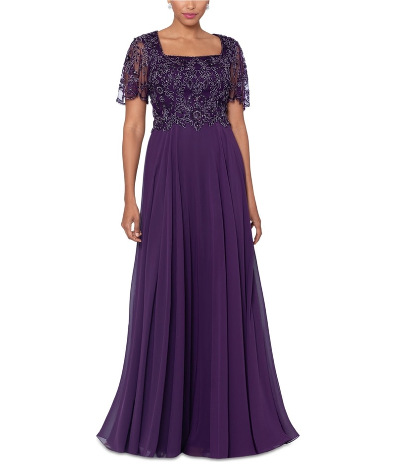 XSCAPE Womens Beaded Gown Dress