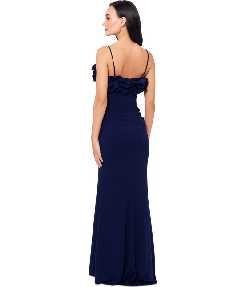 XSCAPE Womens Ruffled Sleeveless Gown Dress