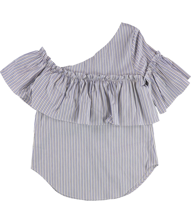 bar III Womens Ruffled One Shoulder Blouse