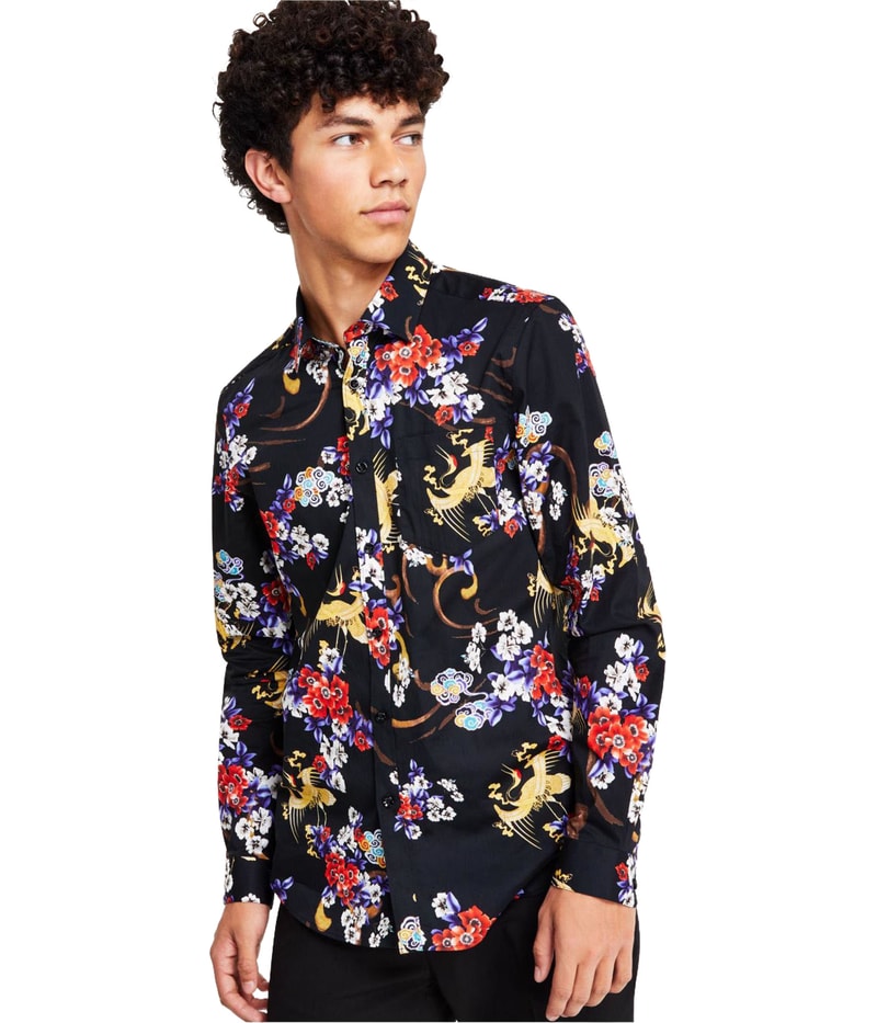 Paisley & Gray Mens Slim Fit Cranes Floral Button Up Shirt