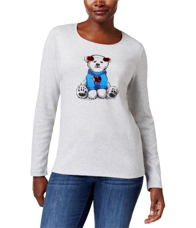 Karen Scott Womens Bear Graphic T-Shirt