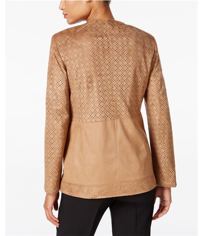JM Collection Womens Laser Cut-Out Blazer Jacket