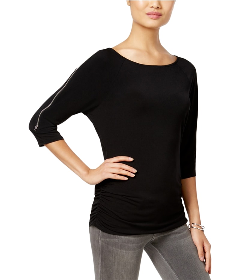 I.N.C Womens Zip Trim Basic T-Shirt