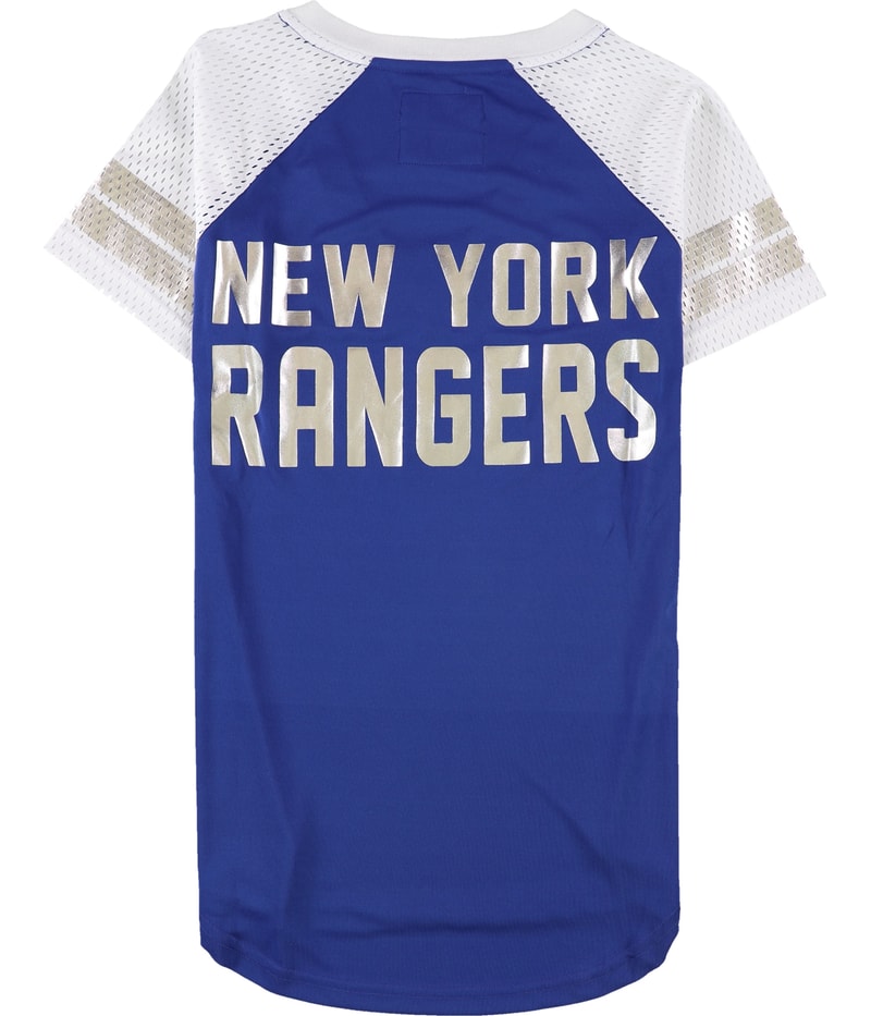 G-III Sports Womens Rangers Mesh Sleeve Graphic T-Shirt