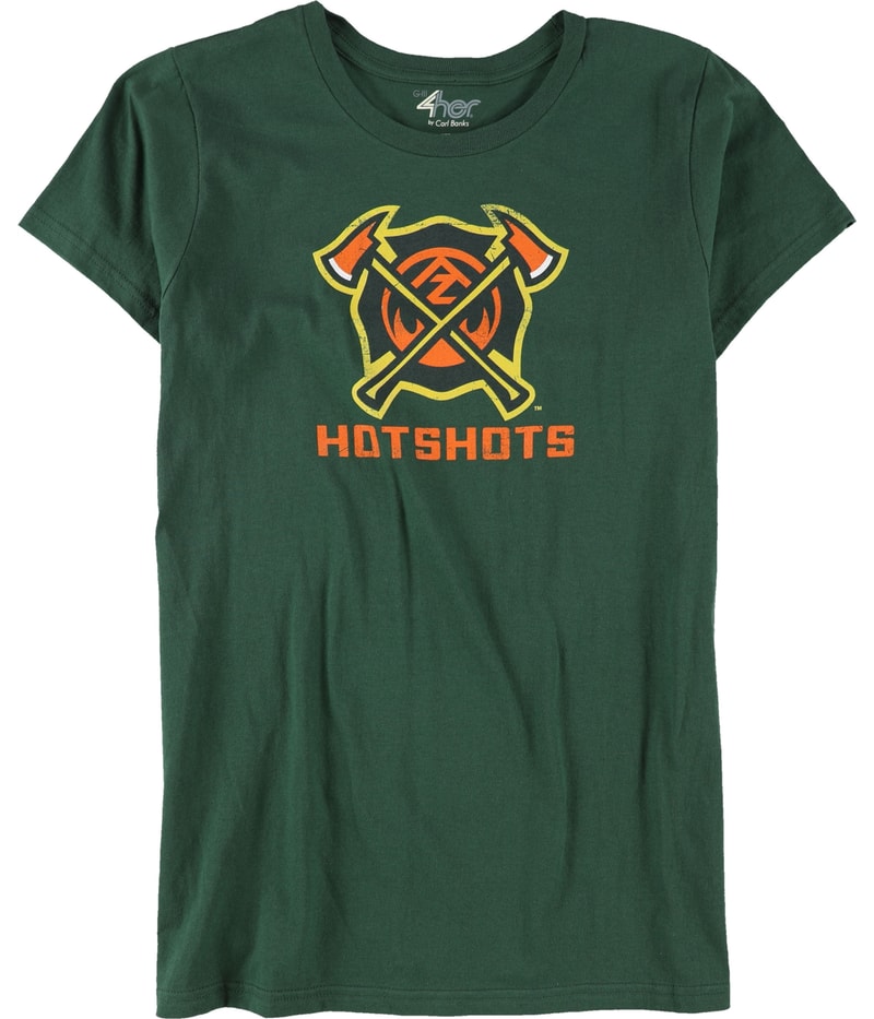 G-III Sports Womens Distressed Hotshots Logo Graphic T-Shirt