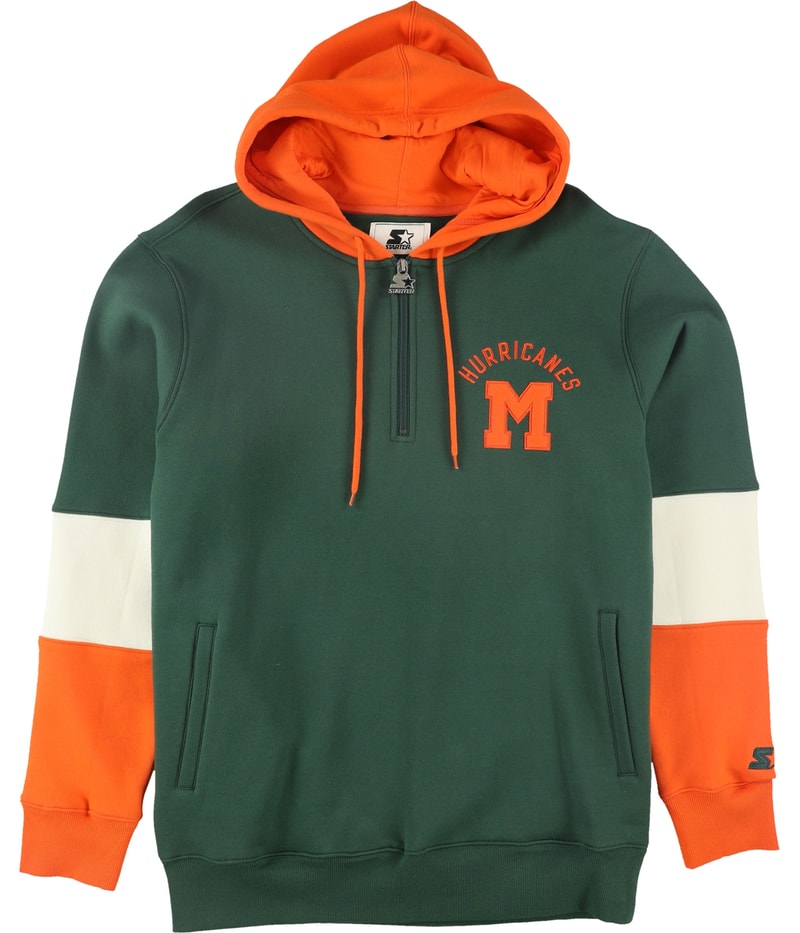 STARTER Mens University Of Miami Hoodie Sweatshirt