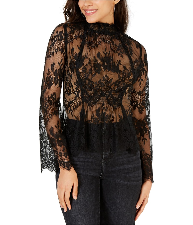 Leyden Womens Sheer Lace Shell Blouse