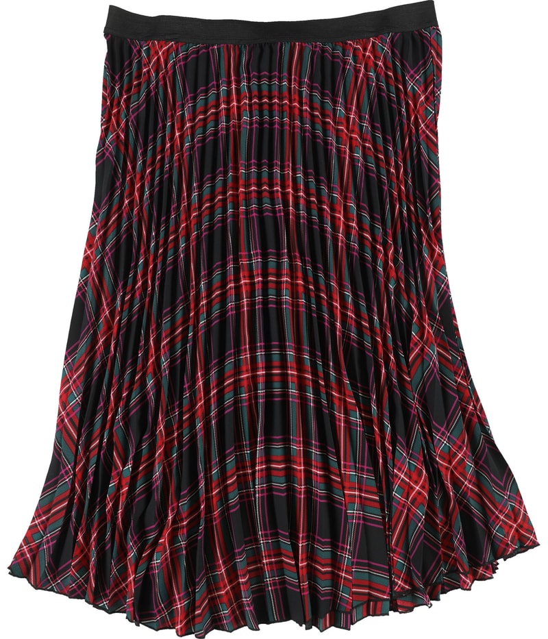 CeCe Womens Plaid Pleated Skirt