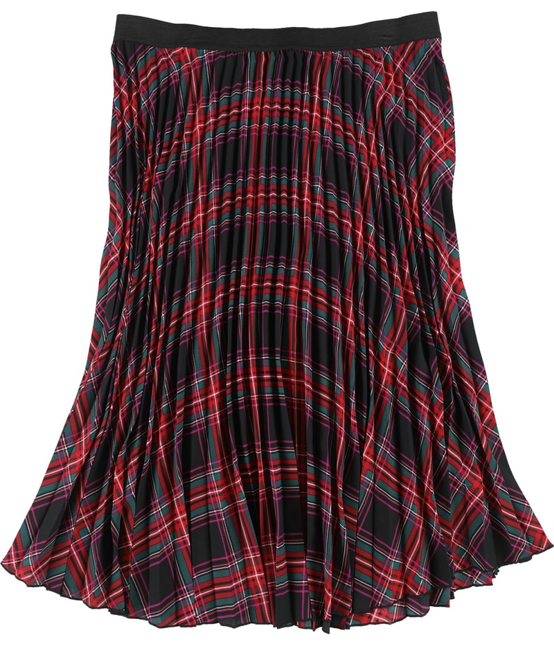 CeCe Womens Plaid Pleated Skirt