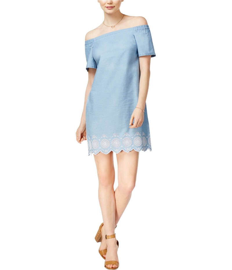 maison Jules Womens Embroidered Shift Dress