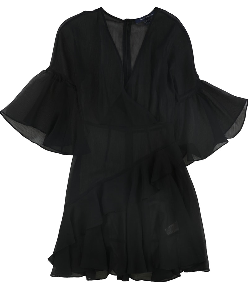 French Connection Womens Semi Sheer Faux Wrap Dress