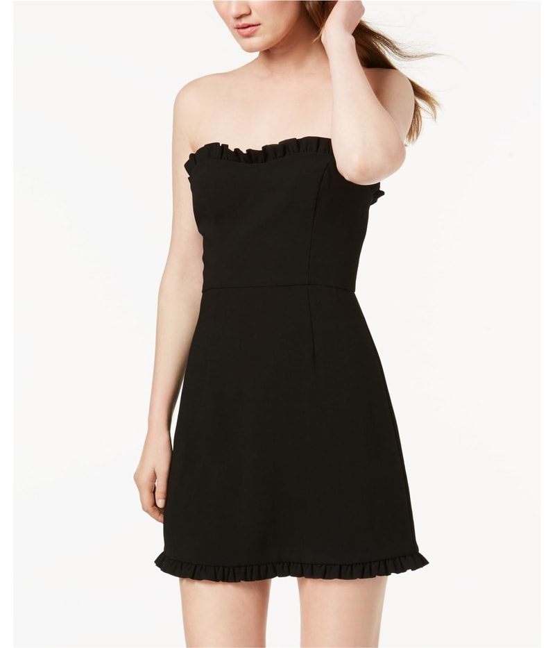French Connection Womens Ruffle Trim Strapless Mini Dress