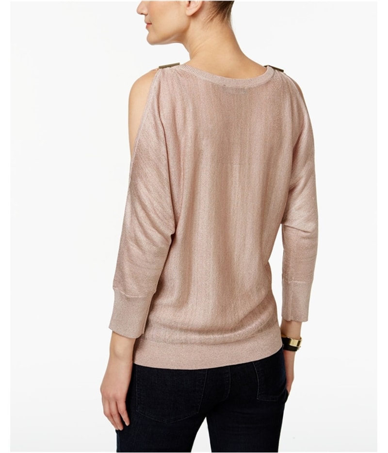 I.N.C Womens Metallic Cold-Shoulder Knit Sweater