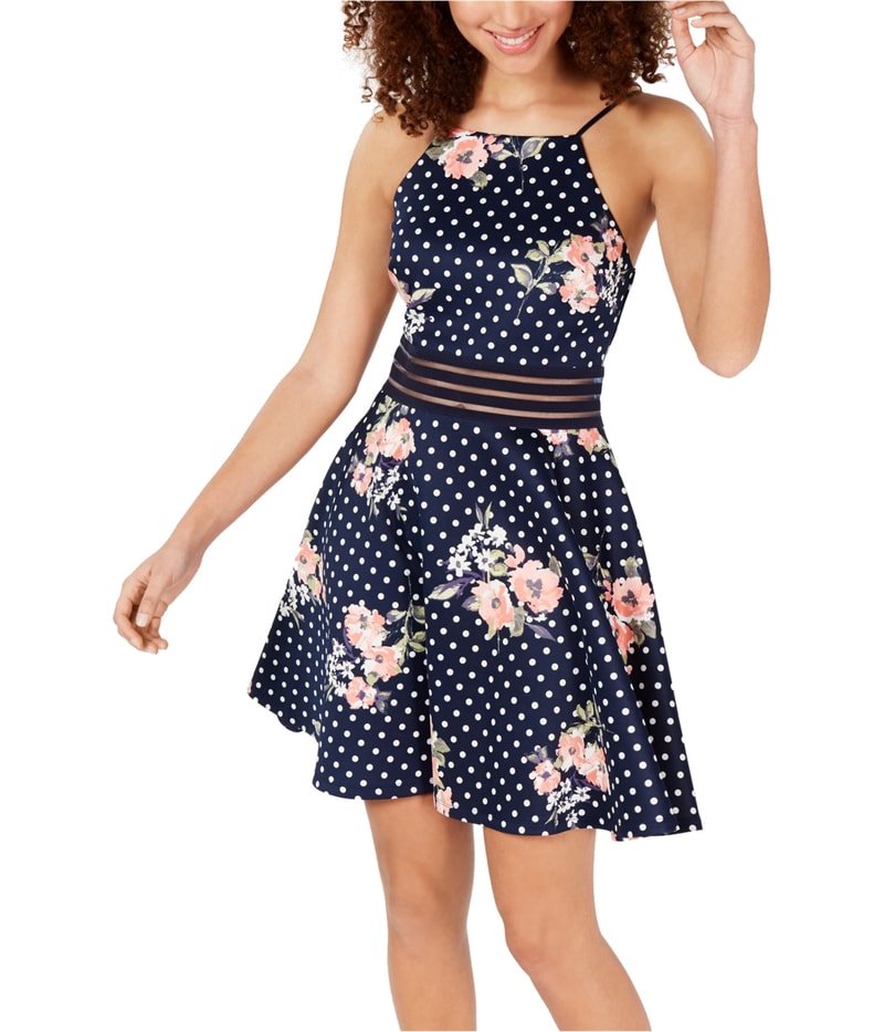 City Studio Womens Illusion Waist Fit & Flare Dress