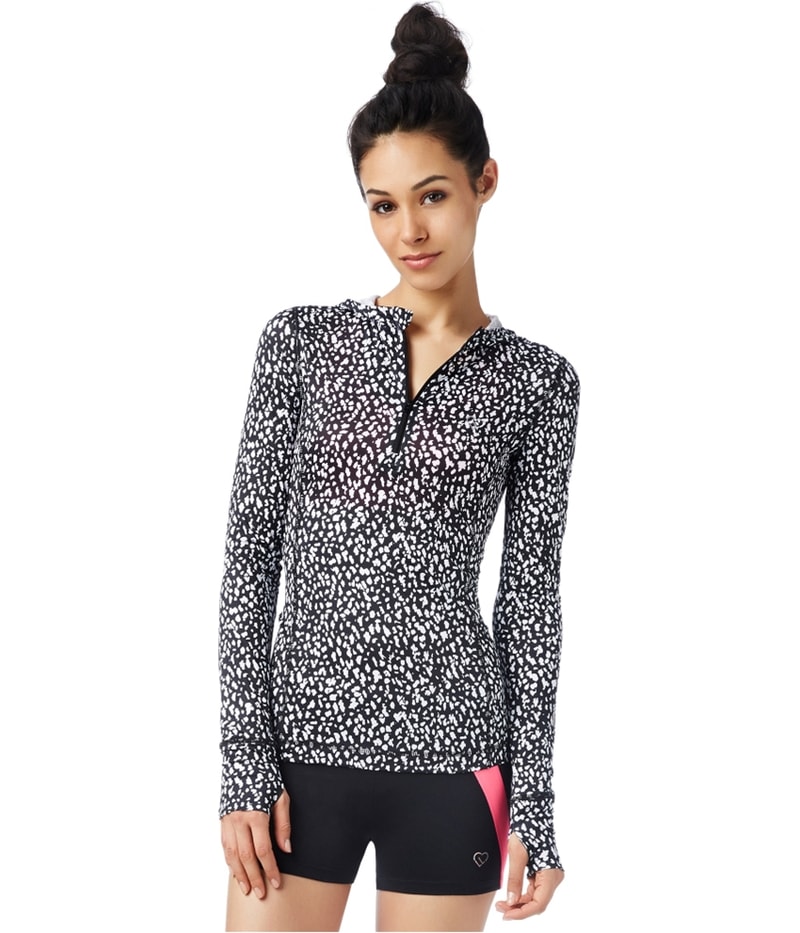 Aeropostale Womens Spotted Quarter Zip Hoodie Sweatshirt