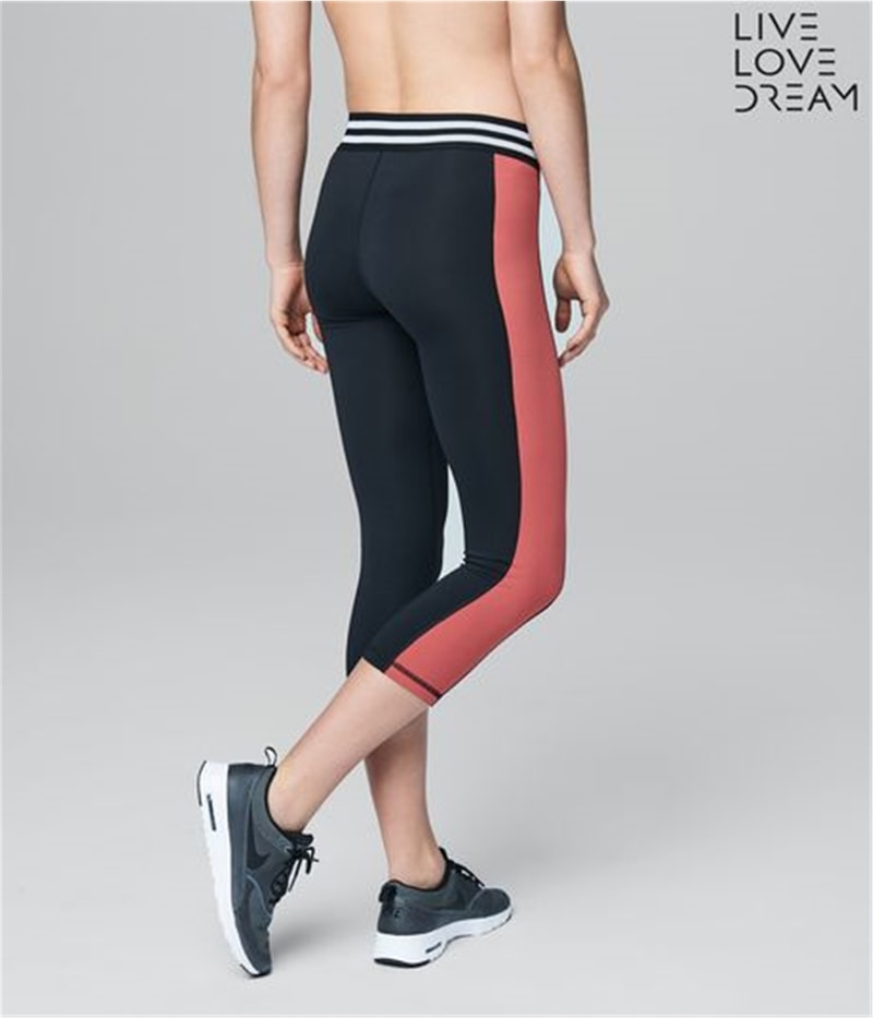 Aeropostale Womens Striped Tapered Compression Cropped Leggings Athletic Pants
