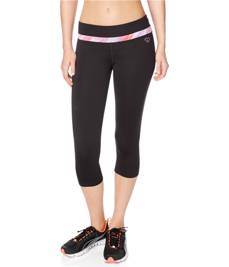 Aeropostale Womens Striped Tapered Compression Cropped Yoga Athletic Pants