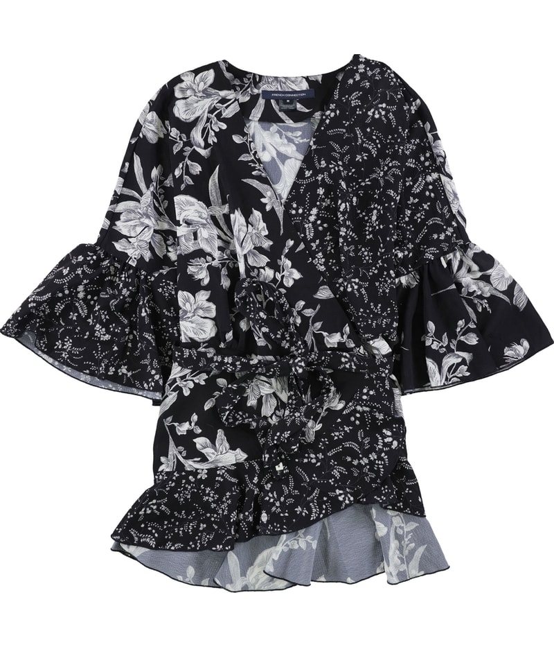 French Connection Womens Ellette Crepe Wrap Blouse