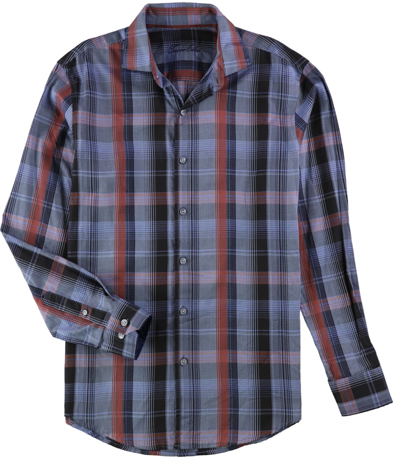 Tasso Elba Mens Plaid Button Up Shirt