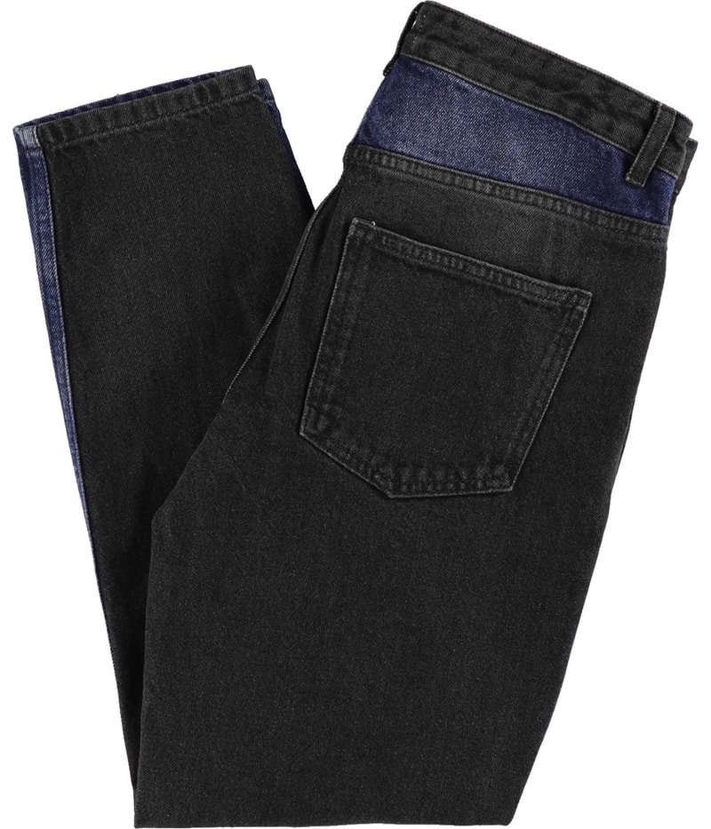 French Connection Womens Indi Mash Up Relaxed Straight Leg Cropped Boyfriend Jeans in Dark Blue, image 2 of 2