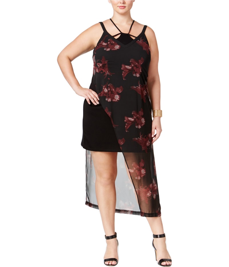 mblm Womens Asymmetric Floral Maxi Dress