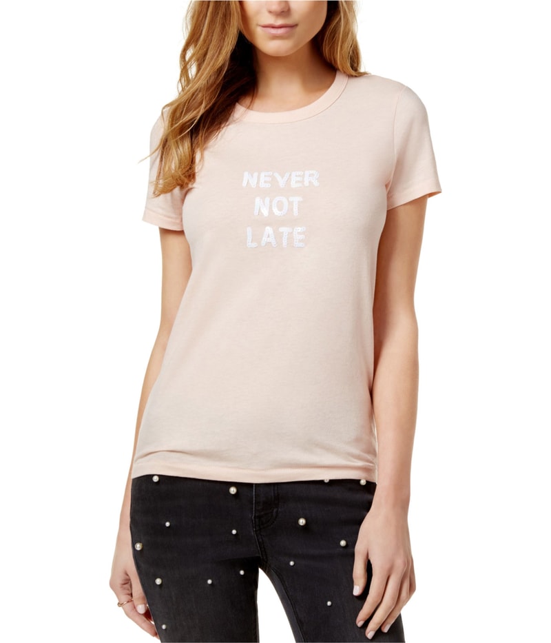 Bow & Drape Womens Never Not Late Basic T-Shirt