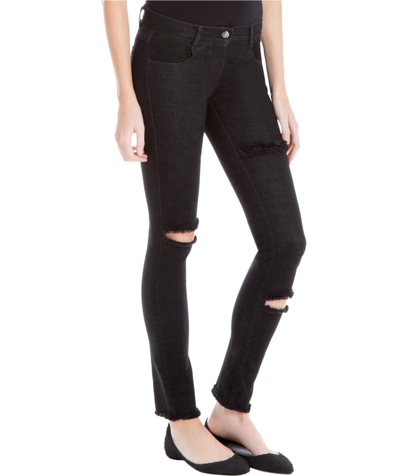 Max Studio London Womens Distressed Tapered Skinny Jeans