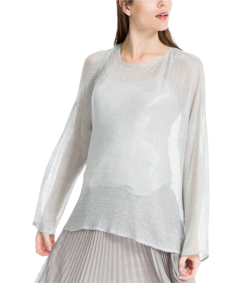 Max Studio London Womens Metallic Knit Blouse