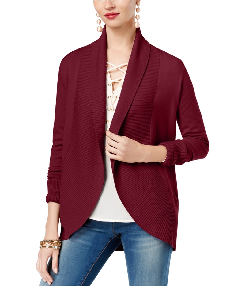 I.N.C Womens Curved-Hem Cardigan Sweater