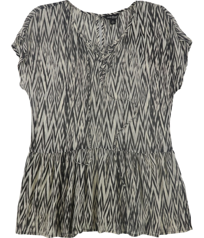 Lucky Brand Womens Printed Peplum Shell Blouse
