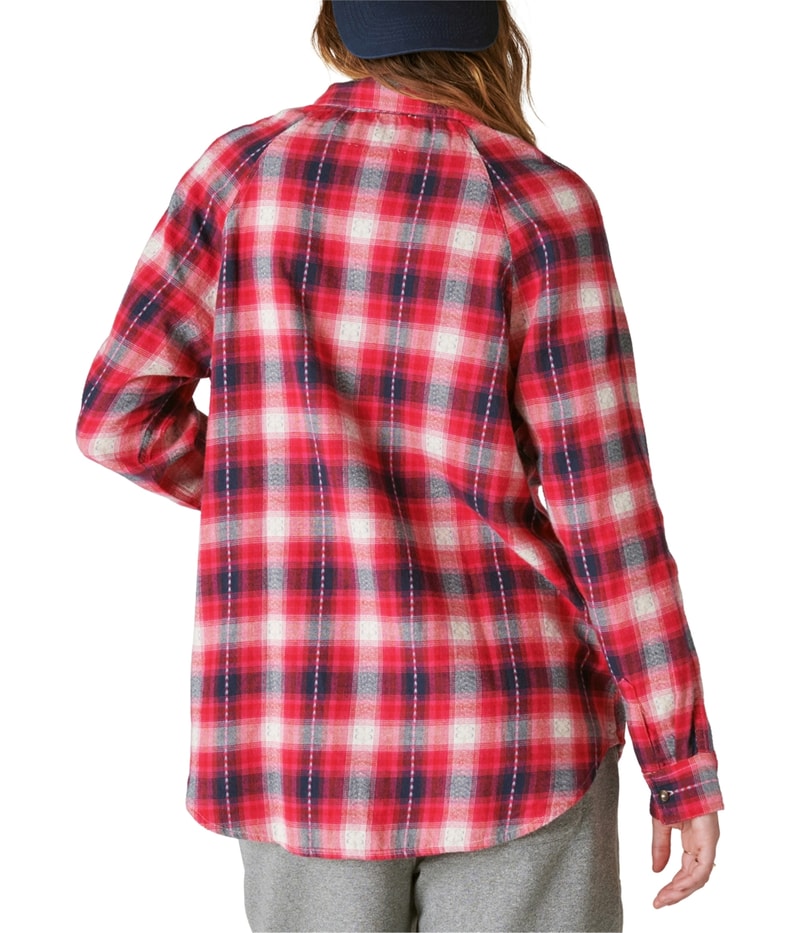 Lucky Brand Womens Oversized Plaid Button Up Shirt