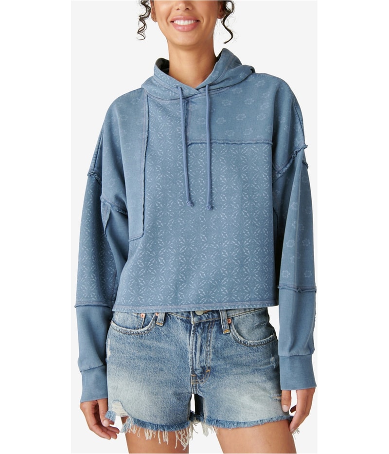 Lucky Brand Womens Patch Hoodie Sweatshirt