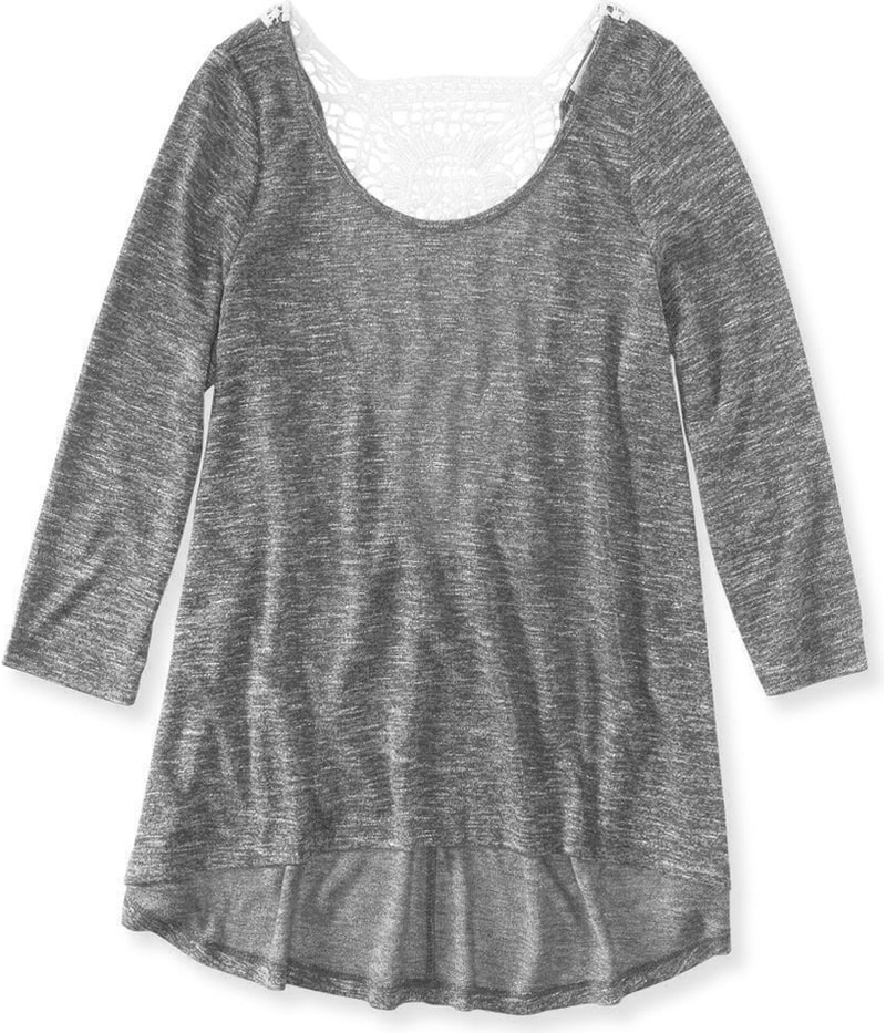 Aeropostale Womens Crochet-Back Embellished T-Shirt