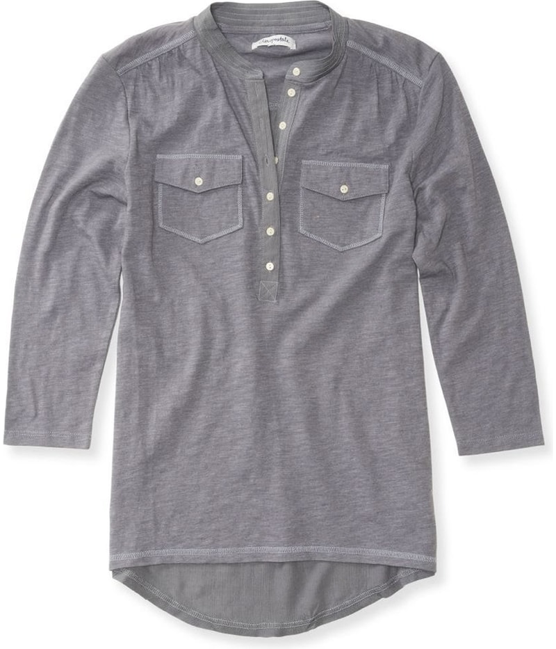Aeropostale Womens Solid Popover Henley Shirt