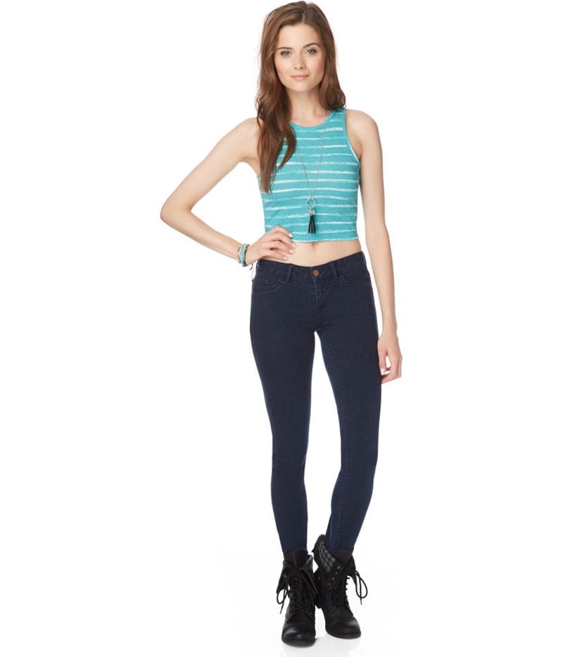 Aeropostale Womens Heathered Stripes Tank Top