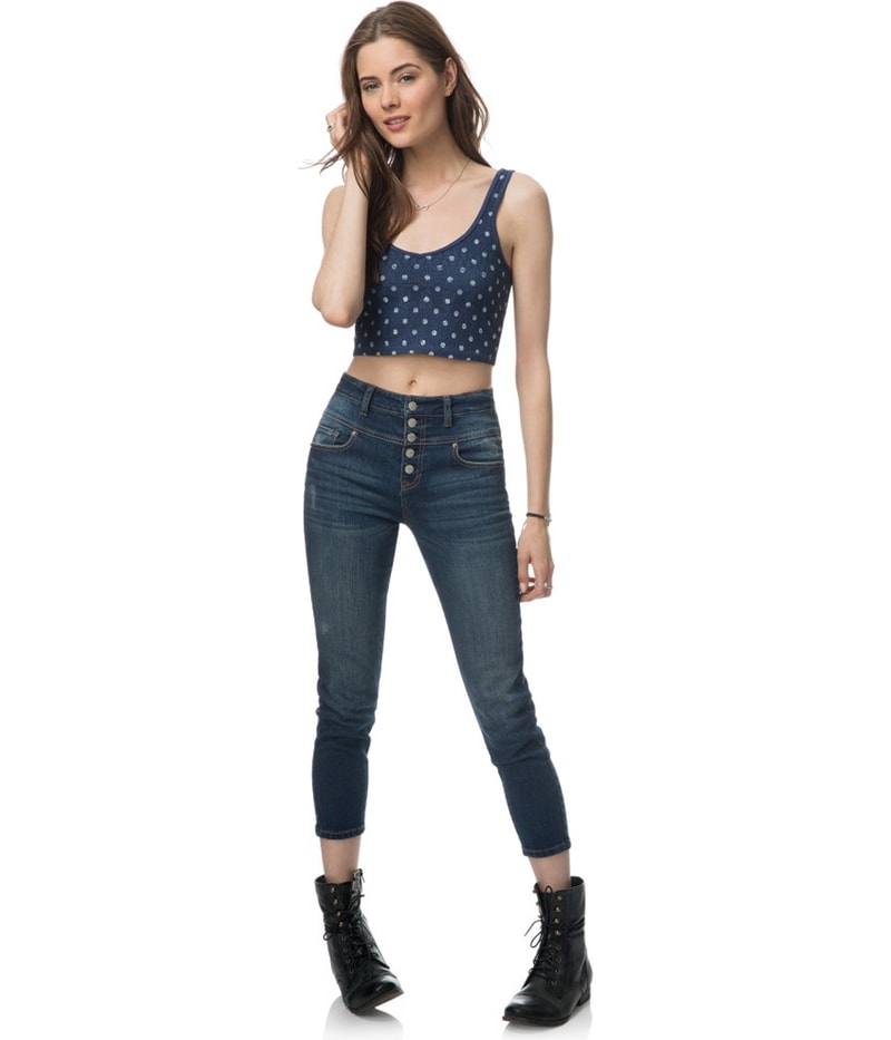 Aeropostale Womens Polka Dot Lace Tank Top