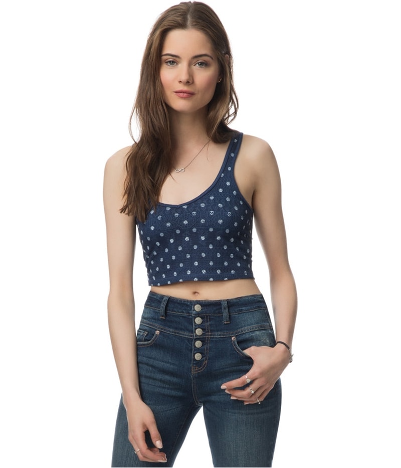 Aeropostale Womens Polka Dot Lace Tank Top