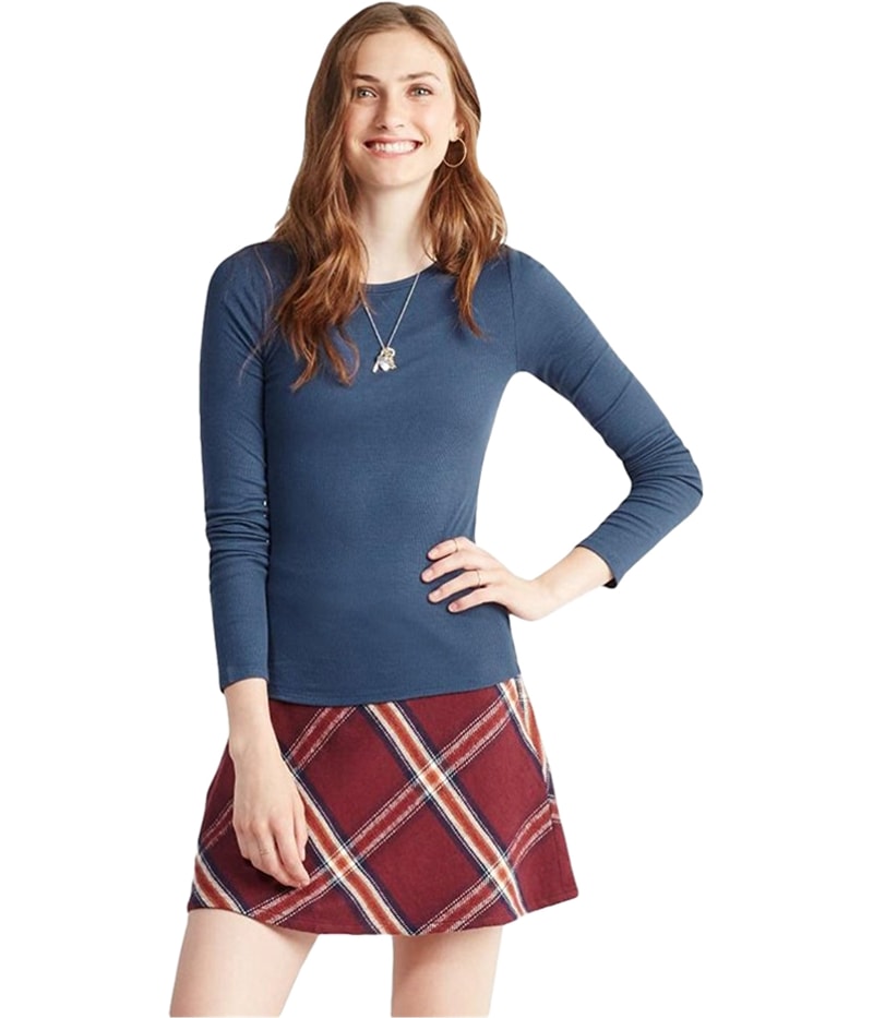 Aeropostale Womens Ribbed LS Basic T-Shirt