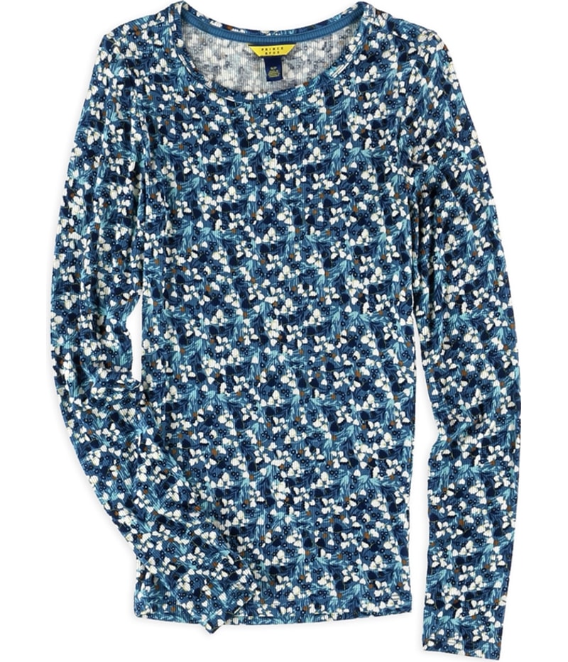 Aeropostale Womens Ribbed Floral Graphic T-Shirt