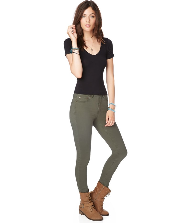 Aeropostale Womens Solid Stretch Basic T-Shirt