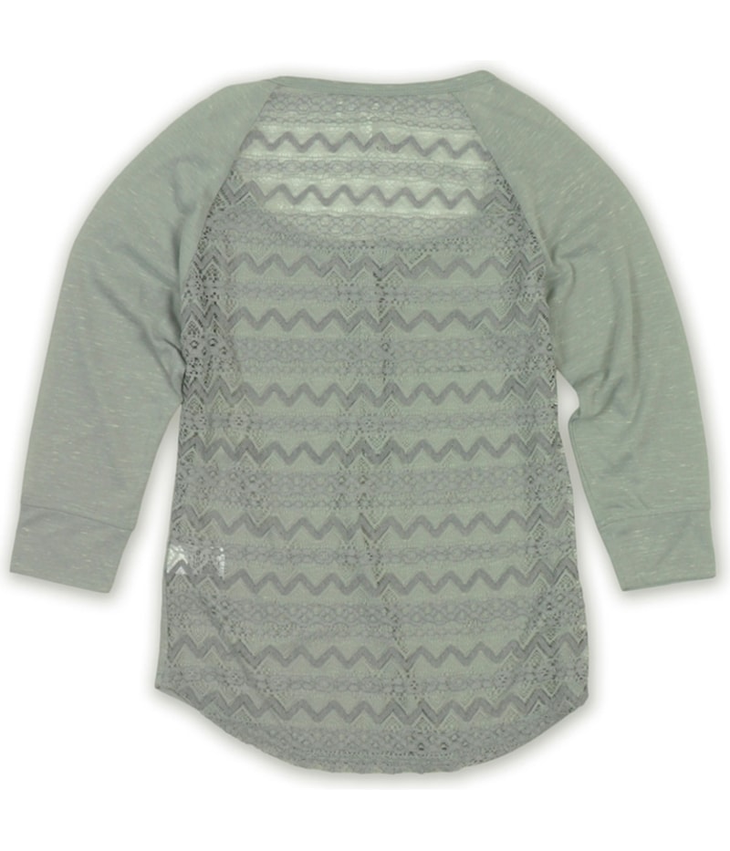 Aeropostale Womens Sheer Sleeve Lace Back Henley Shirt
