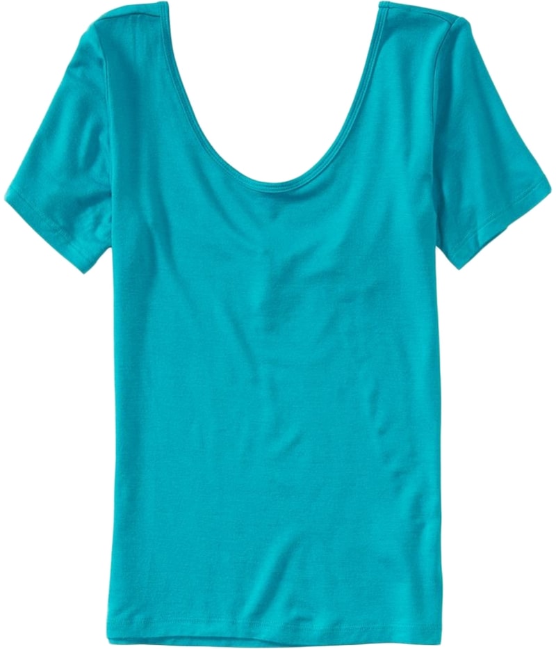 Aeropostale Womens Solid Double Scoop Basic T-Shirt