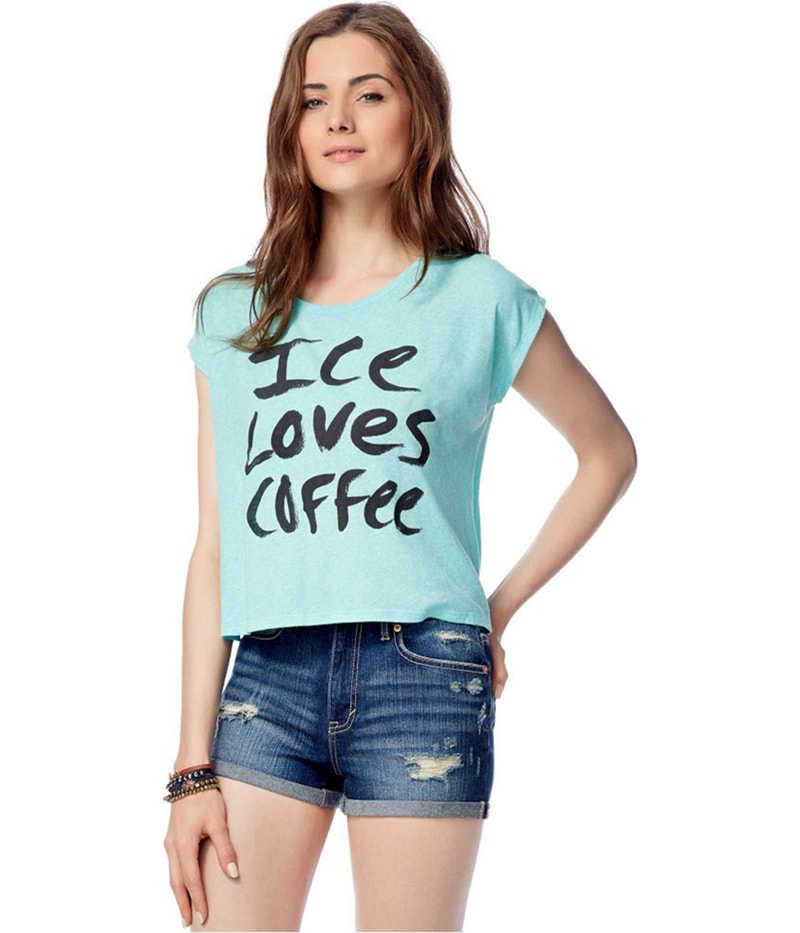 Aeropostale Womens Ice Loves Coffee Graphic T-Shirt