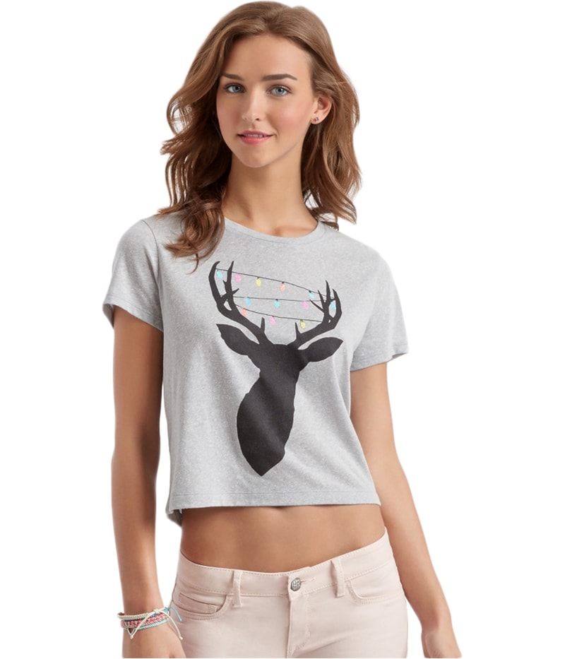 Aeropostale Womens Reindeer Lights Graphic T-Shirt