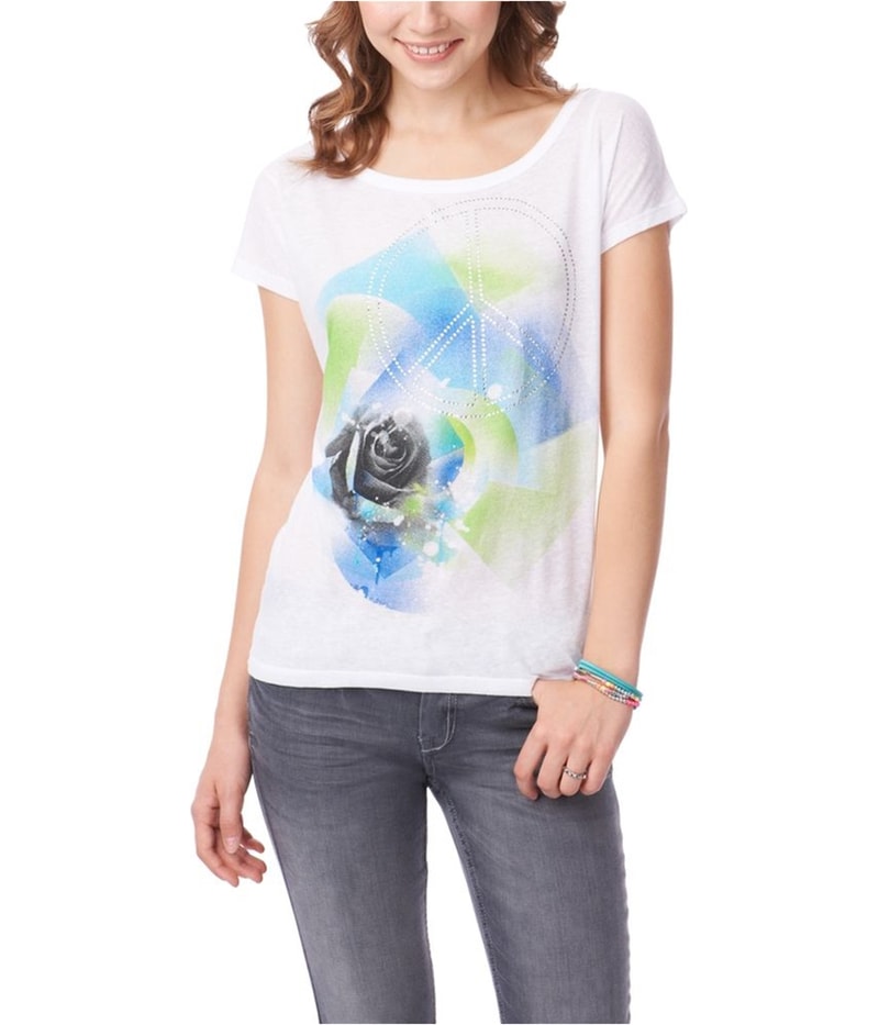 Aeropostale Womens Peace Rose Graphic T-Shirt