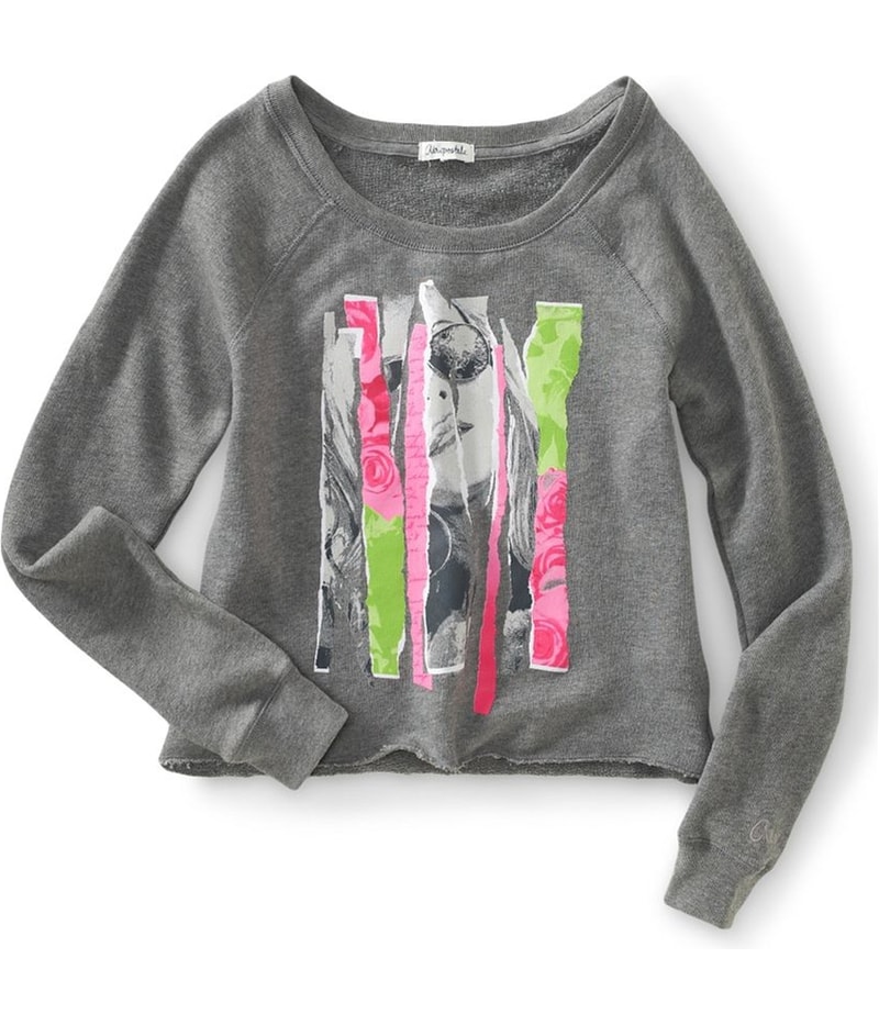 Aeropostale Womens Floral Woman Puff Paint Knit Sweater