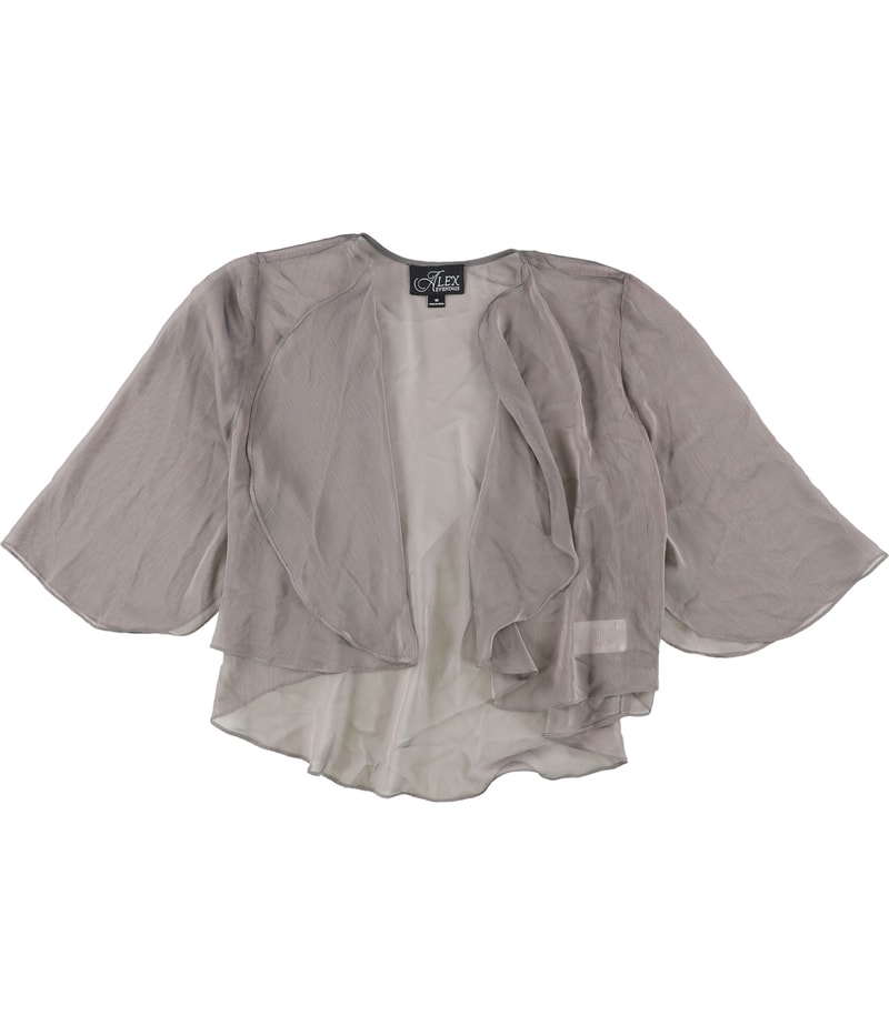 Alex Evenings Womens Sheer Open Front Cape Jacket