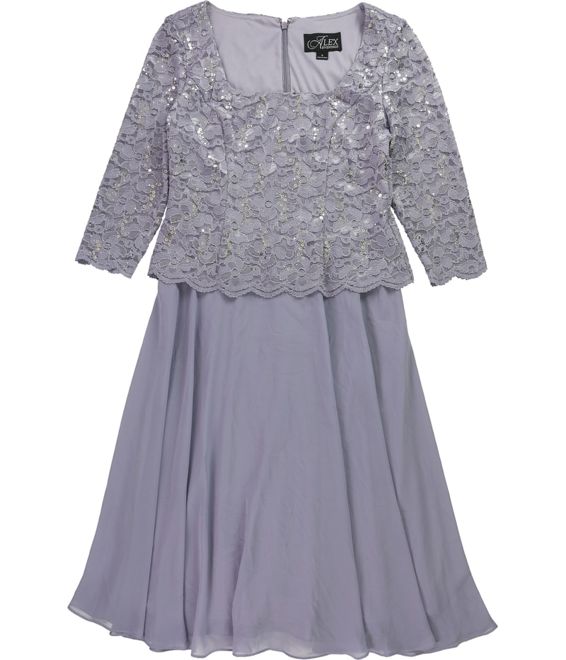 Alex Evenings Womens Lace Top Cocktail Dress